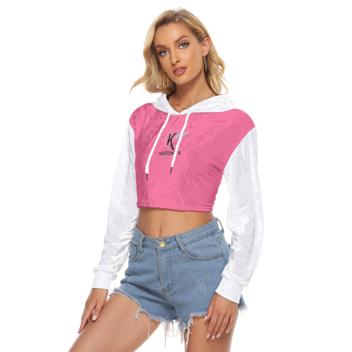 All-Over Print Women's Crop Top Hoodie|Velvet